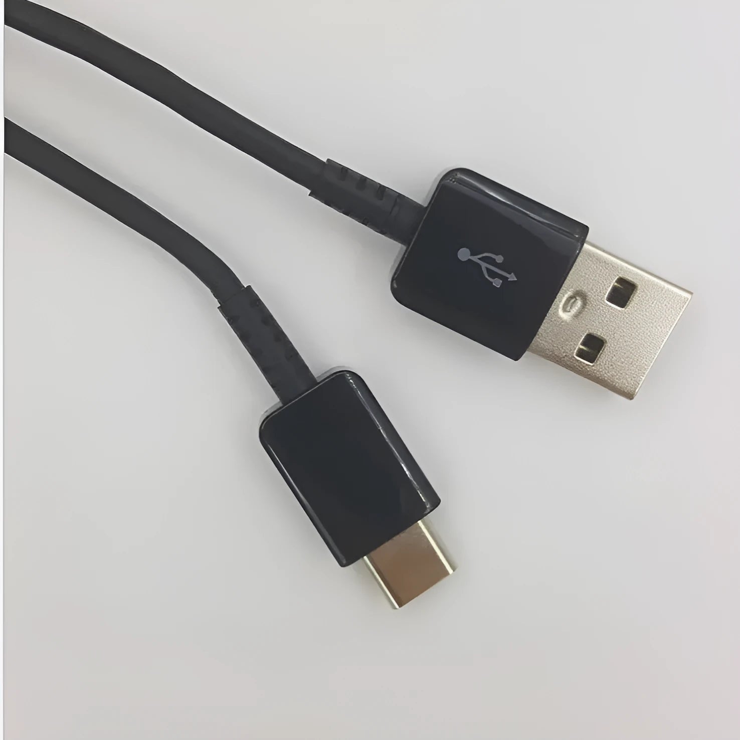 Black Type-C fast charging data cable 1m copper wire on white background