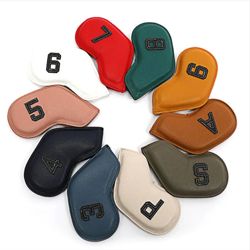 10-piece set of digital printed golf club head covers with assorted designs