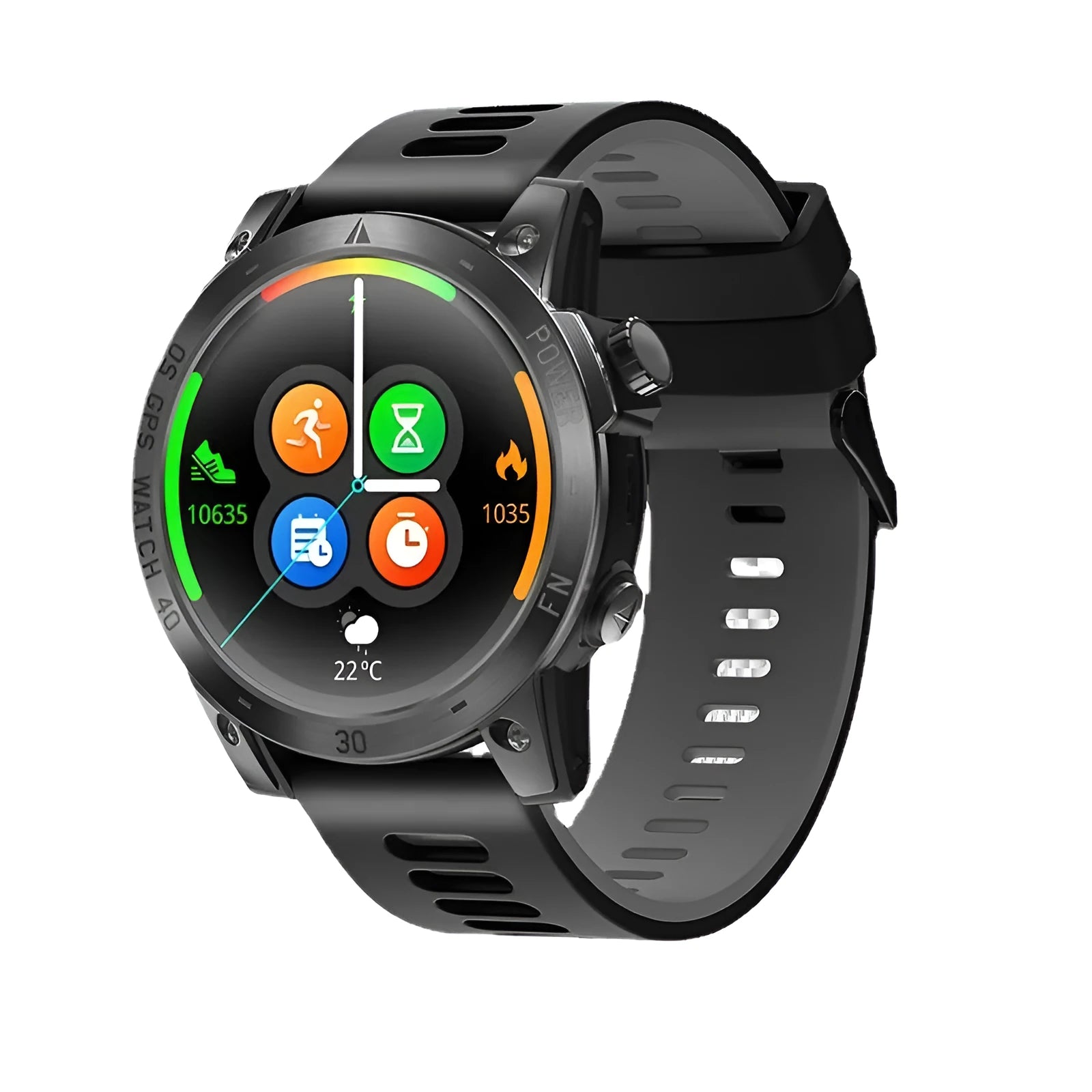 GPS outdoor sports watch black 1.43in AMOLED screen with step counting and heart rate monitoring