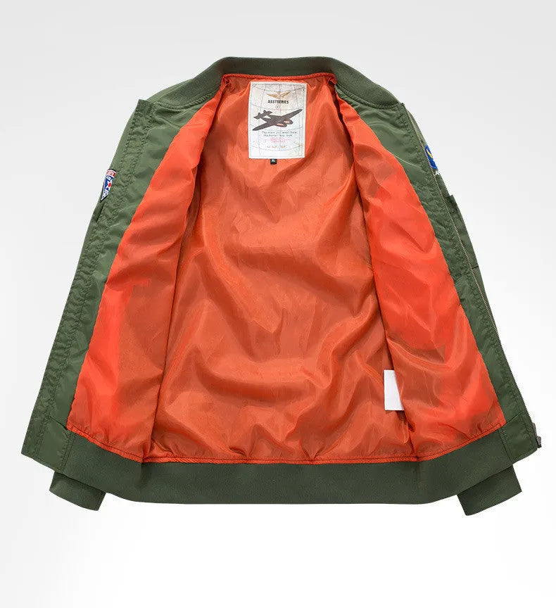 Men's casual embroidered jacket in cotton with non-iron finish, zip front, no collar, available in black blue green sizes S-4XL