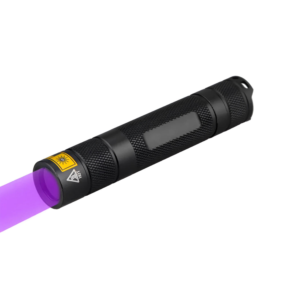 Y36 and 8006 model 365nm ultraviolet flashlights for fluorescent detection and anti-counterfeiting.