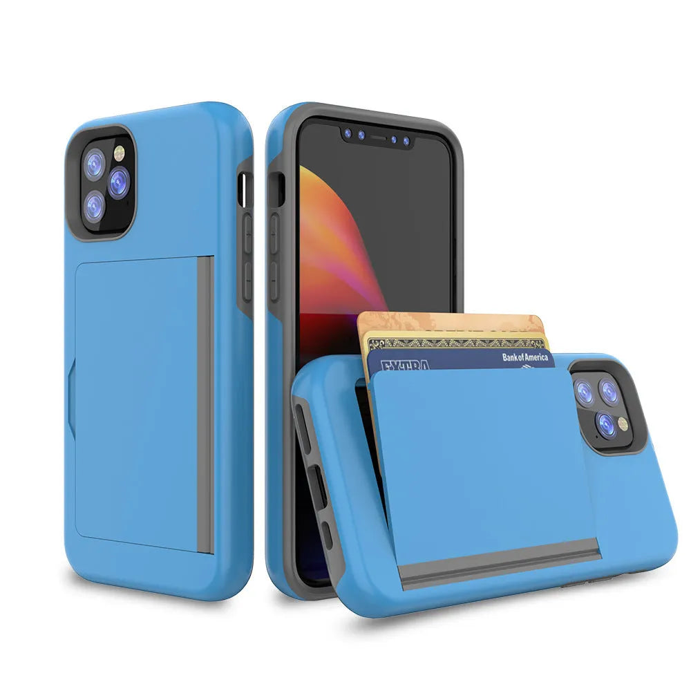 Black TPU and PC back cover case for Apple iPhone 11 Pro mobile phone.
