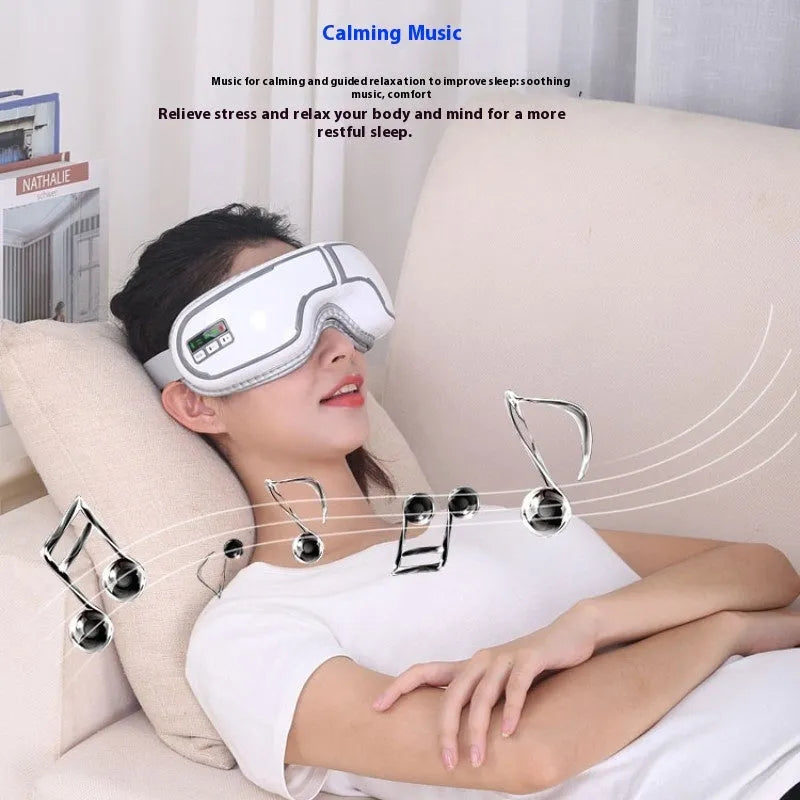 Wireless smart eye massager with protein skin and airbag hot compress