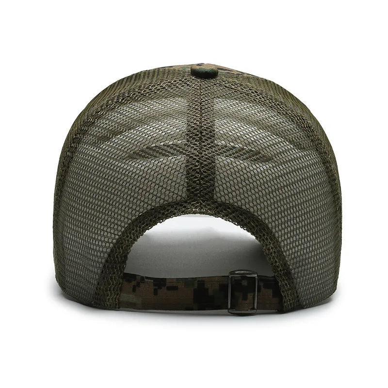 Tactical camouflage baseball cap with adjustable Velcro strap and dome crown in cotton fabric