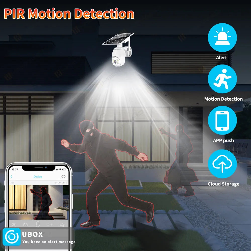 4G SIM card solar security camera 1080P outdoor PTZ dome night vision wireless LTE camera with metal shell