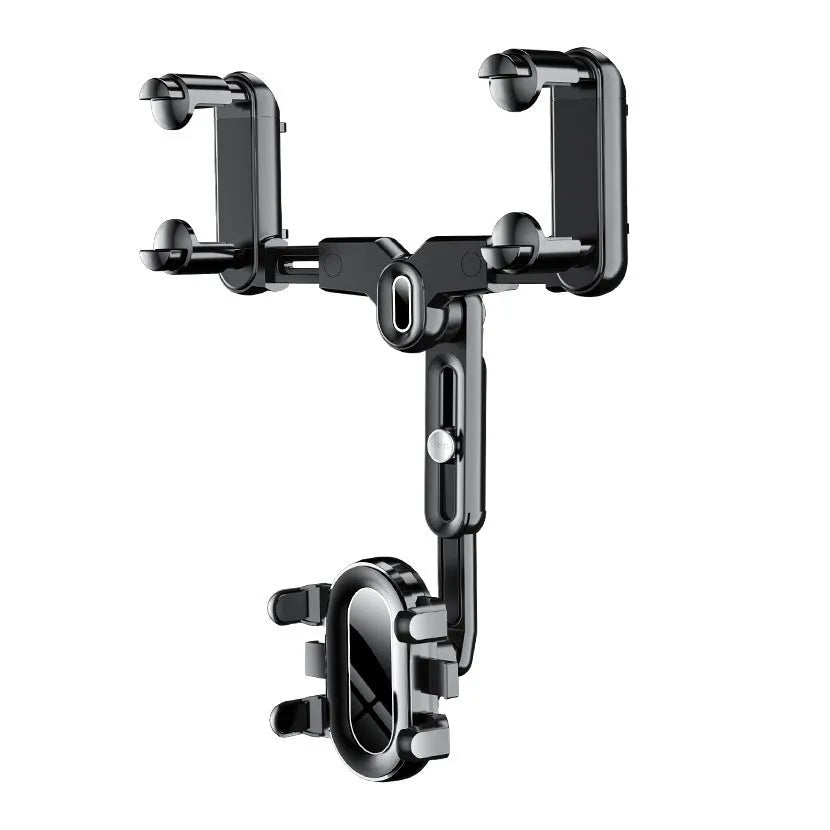 ABS automobile rear view mirror bracket with universal design and folding rod mechanism