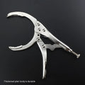 Adjustable clamp-style oil filter wrench with three jaws, made from black 45 steel, showing size adjustment mechanism
