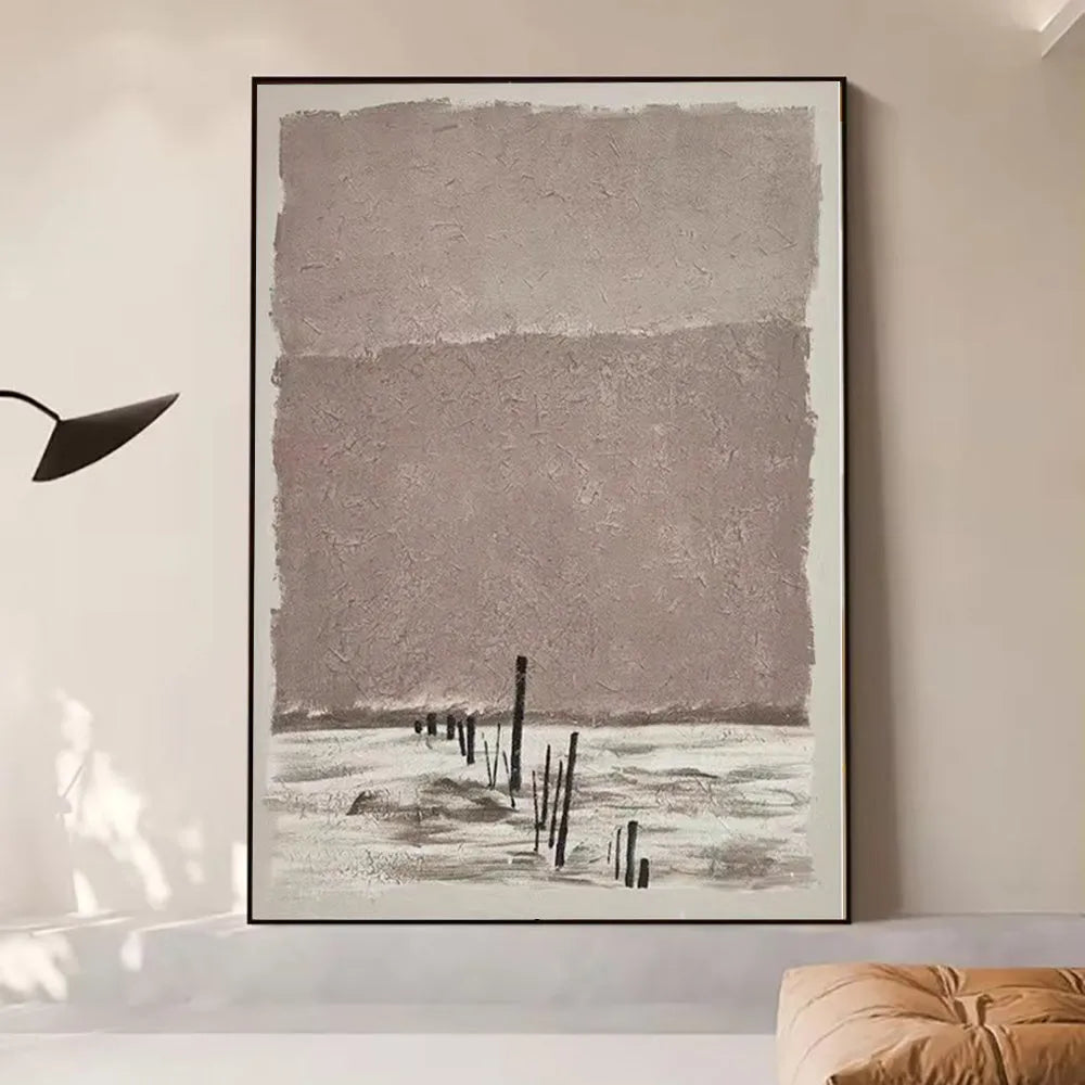 Handmade modern abstract oil painting on canvas, rolled frameless, with visible paint texture