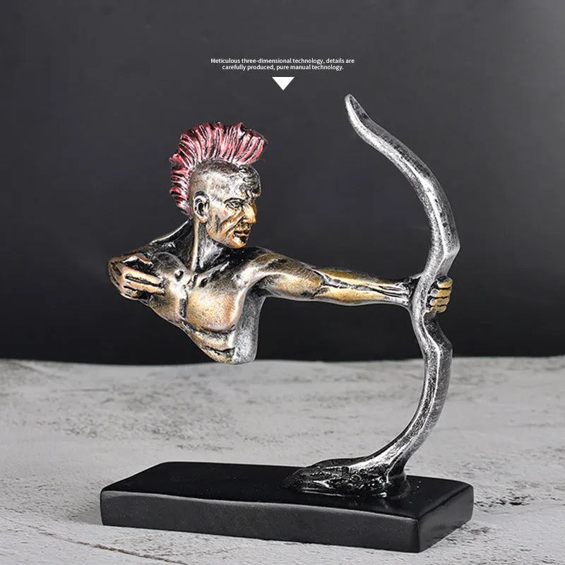 Indian bow and arrow resin car ornament on dashboard, compact 10.5 x 11.5 cm, colour as shown