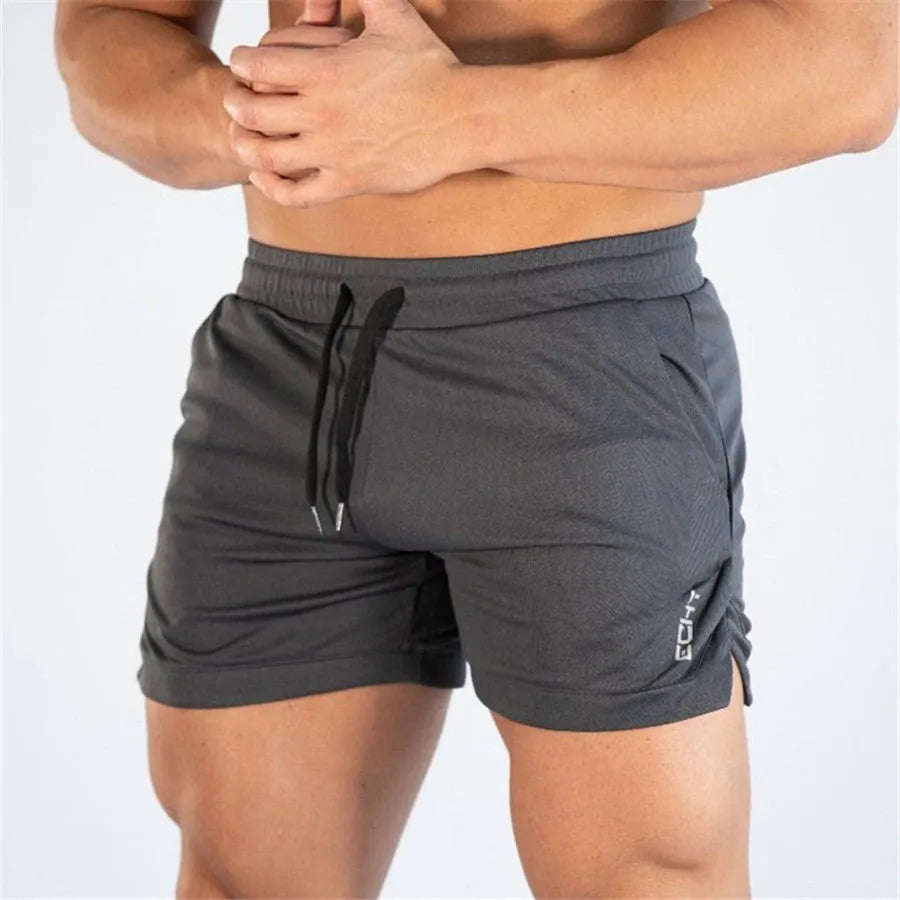 Men quick dry fitness bodybuilding shorts in black polyester blend side view