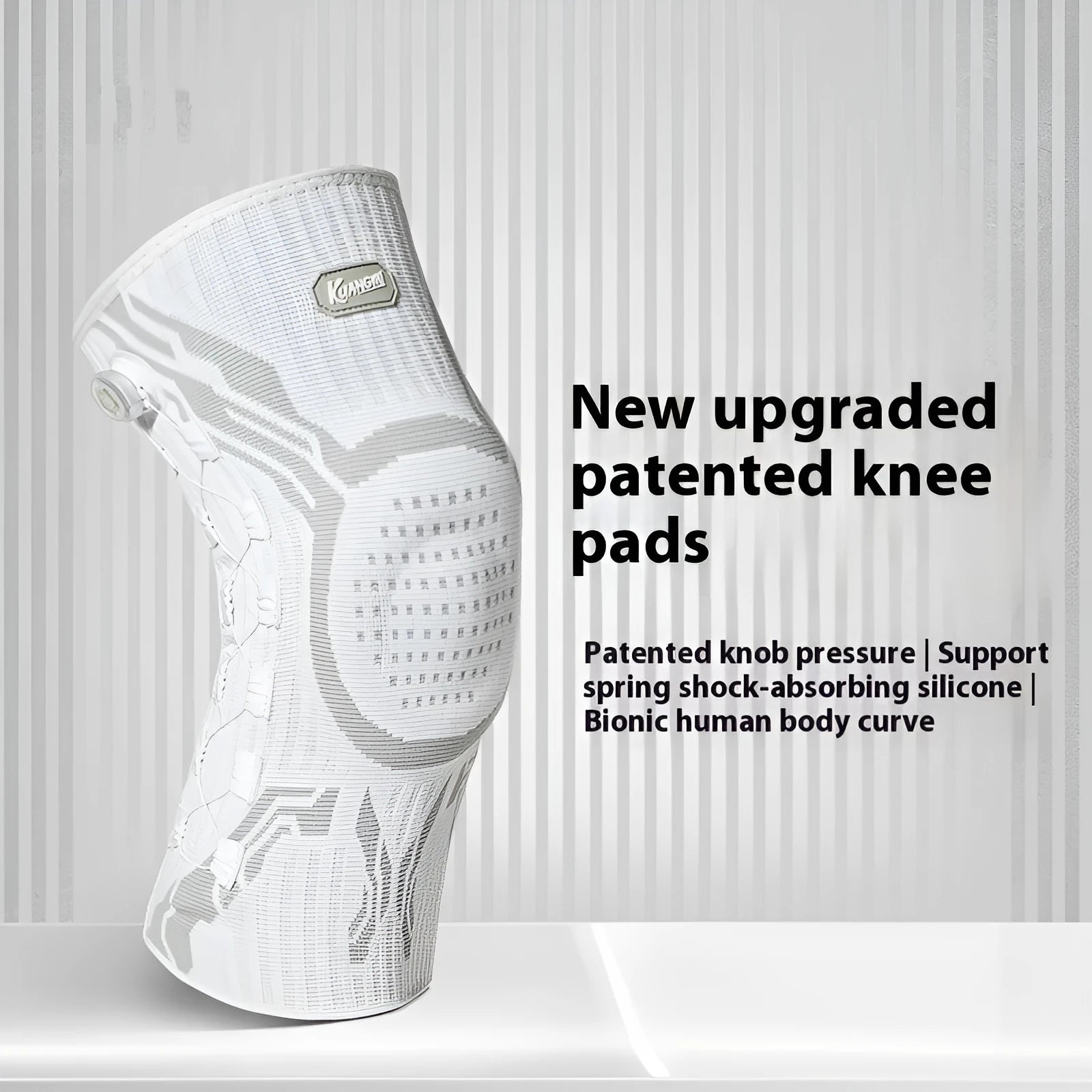 Grey white professional sports knee pads for basketball football badminton in M L XL sizes