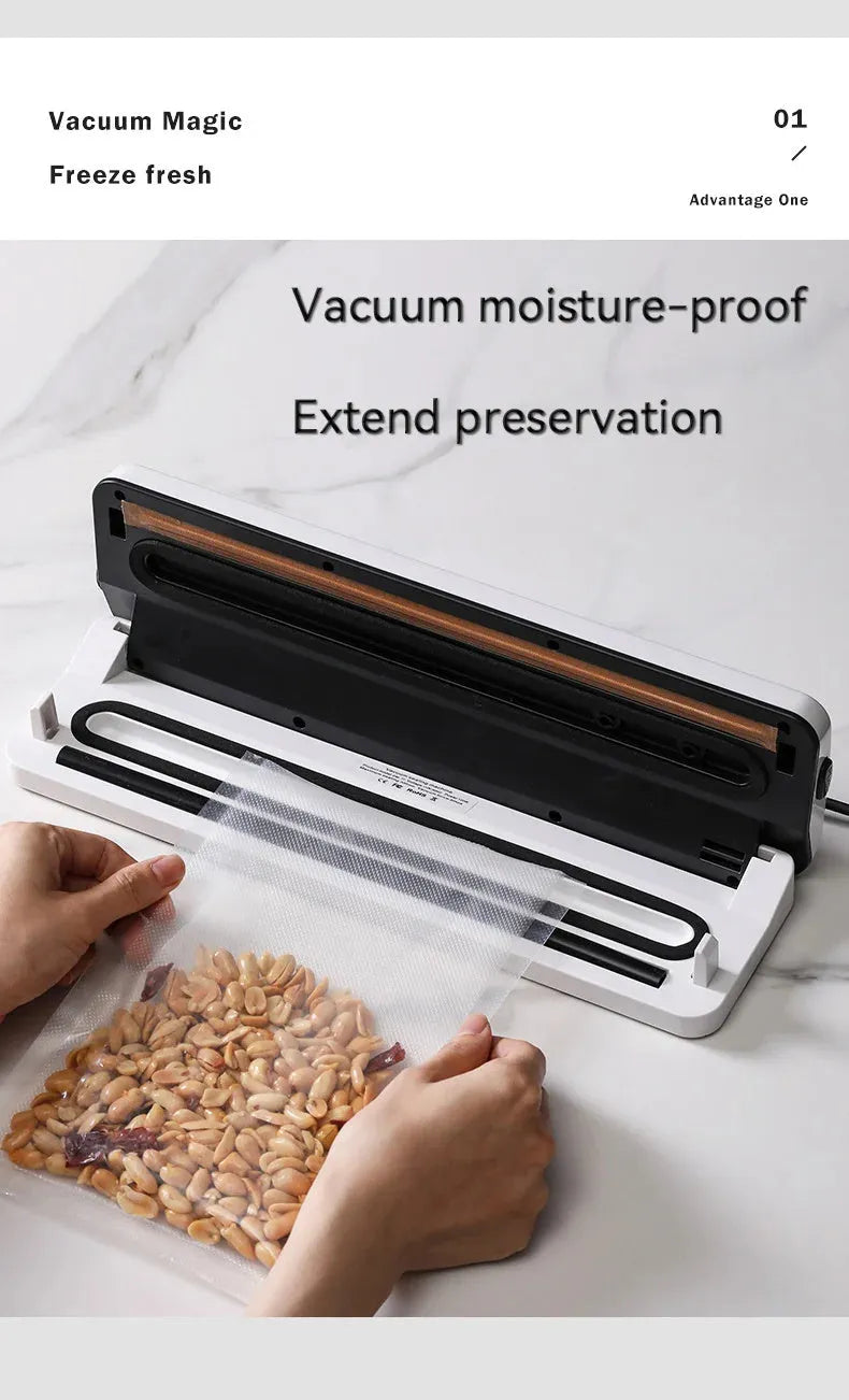 Automatic vacuum sealing machine with compact design for household food preservation