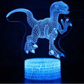 Colourful dinosaur 3D night light with touch control and crack-effect illumination on acrylic panel