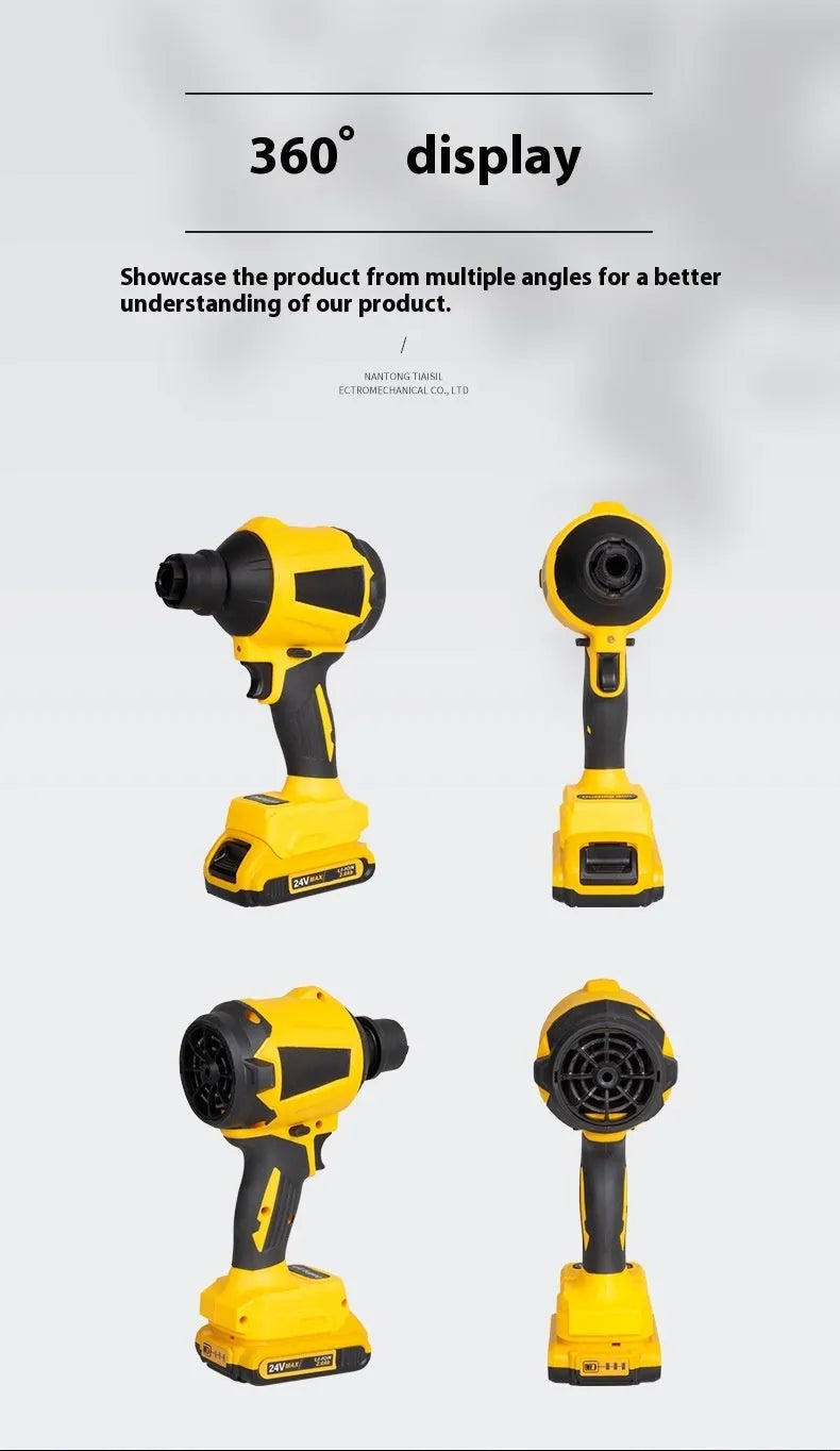 Yellow rechargeable lithium battery dust gun for office cleaning with 680W power and 18V operation