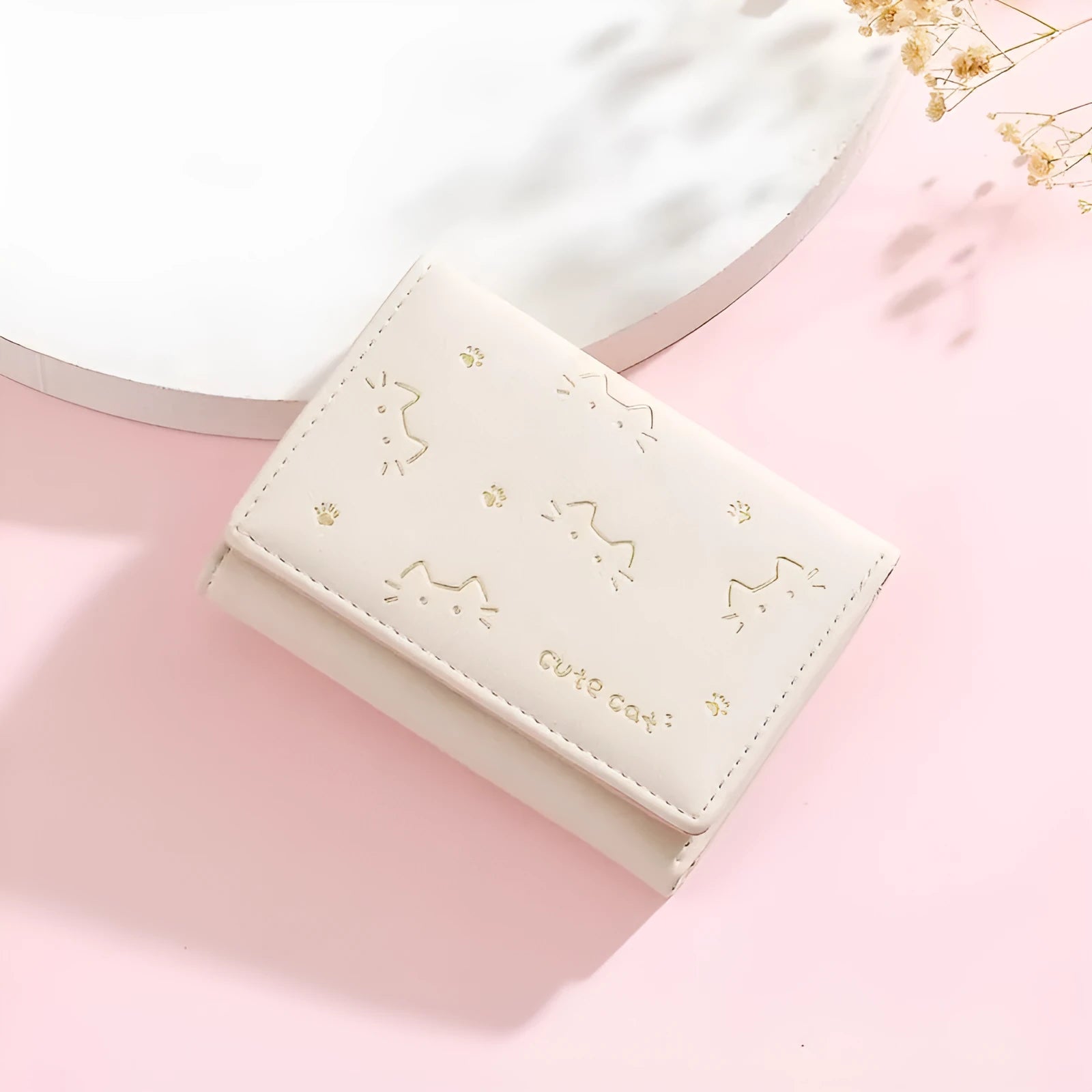 New short folding small wallet for women with cartoon animation print in purple colour