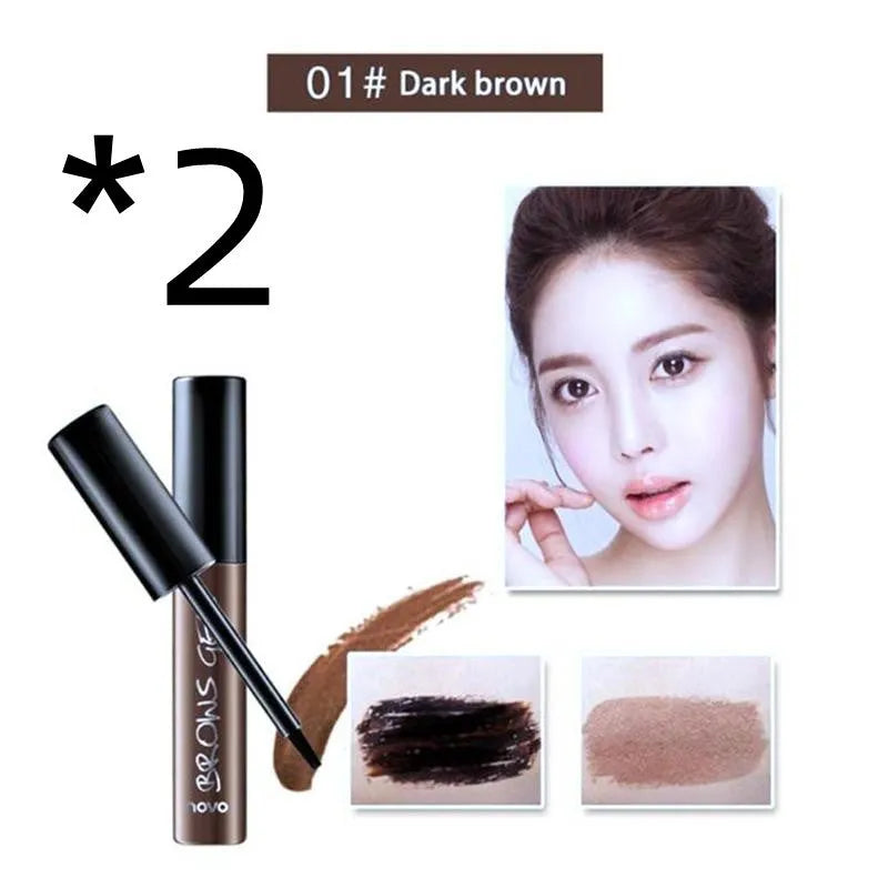 6g peel-off eyebrow tint gel tube with flat brush, available in Brown, Dark Brown and Gray Black