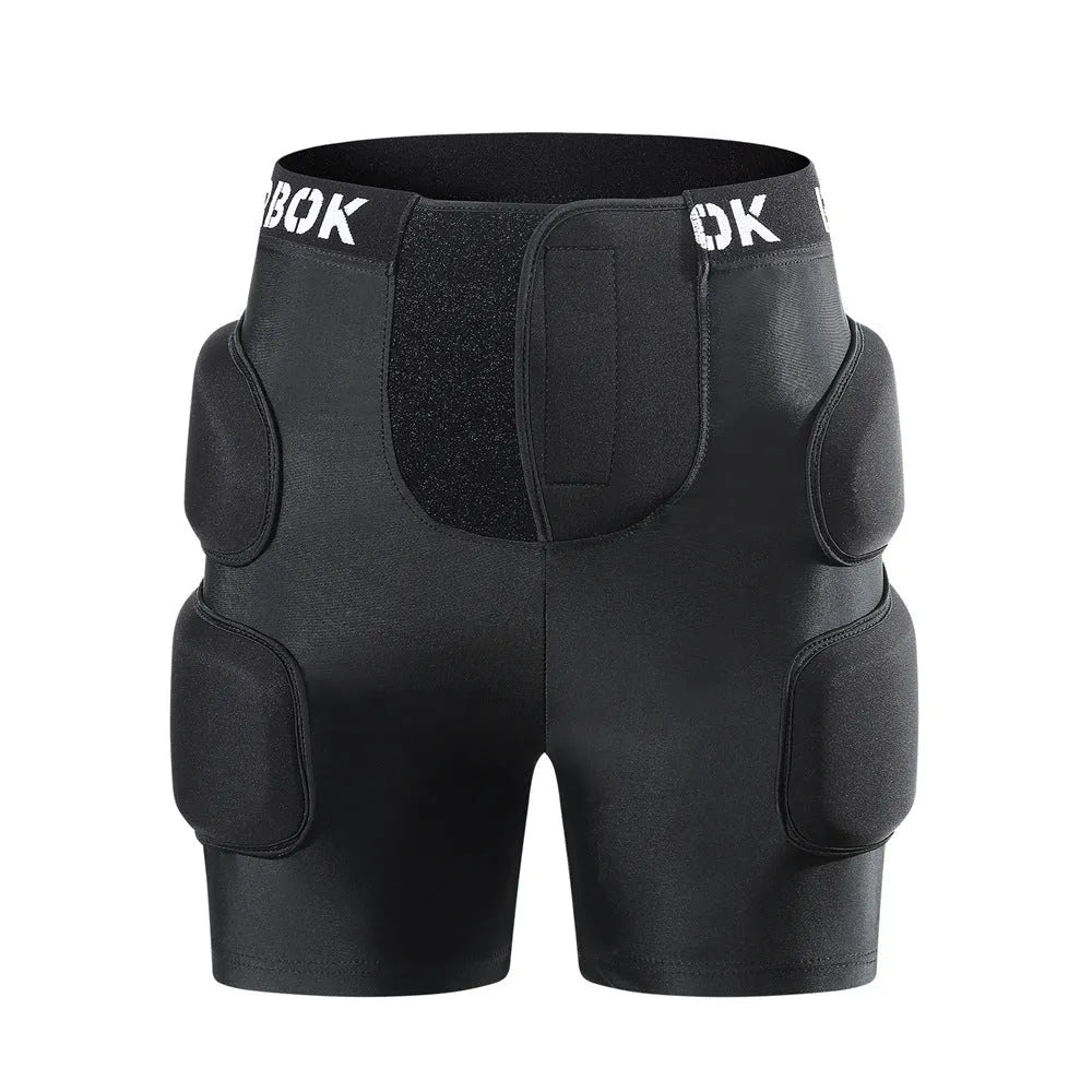Black roller skating hip pads with removable NBR foam protection for adults