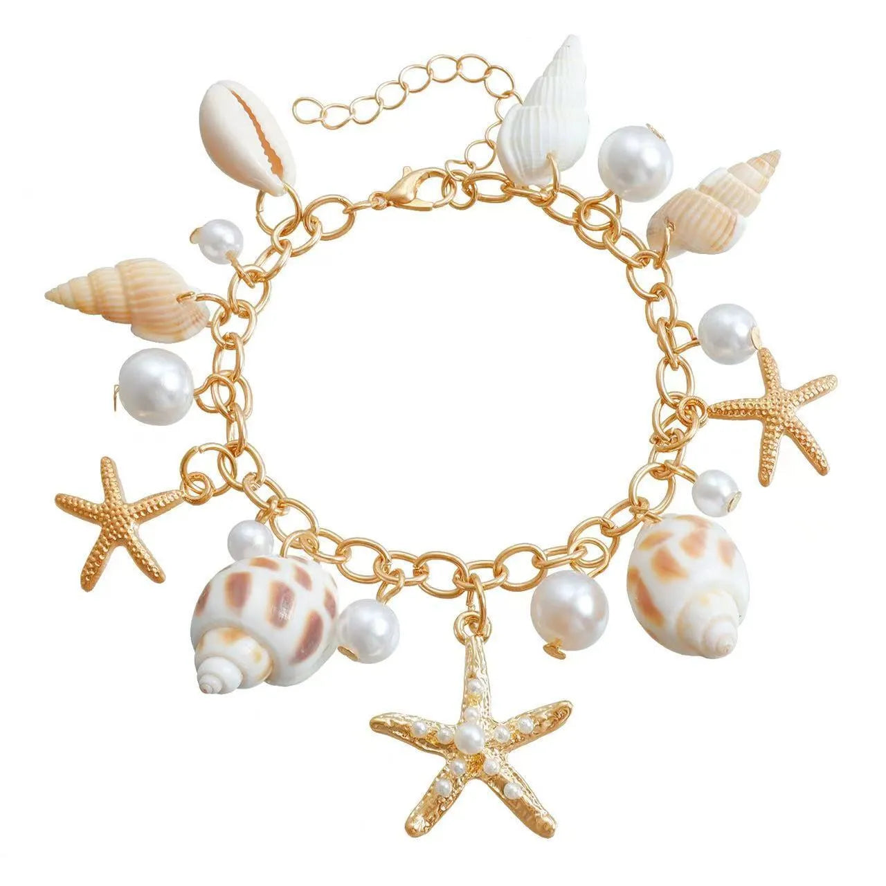 Women's waist chain and matching bracelet set with star-shaped alloy detailing on white background