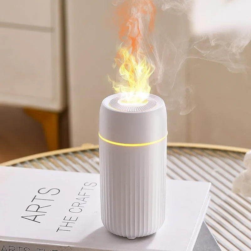 Car flame aroma diffuser with compact 70mm design for vehicle cup holders