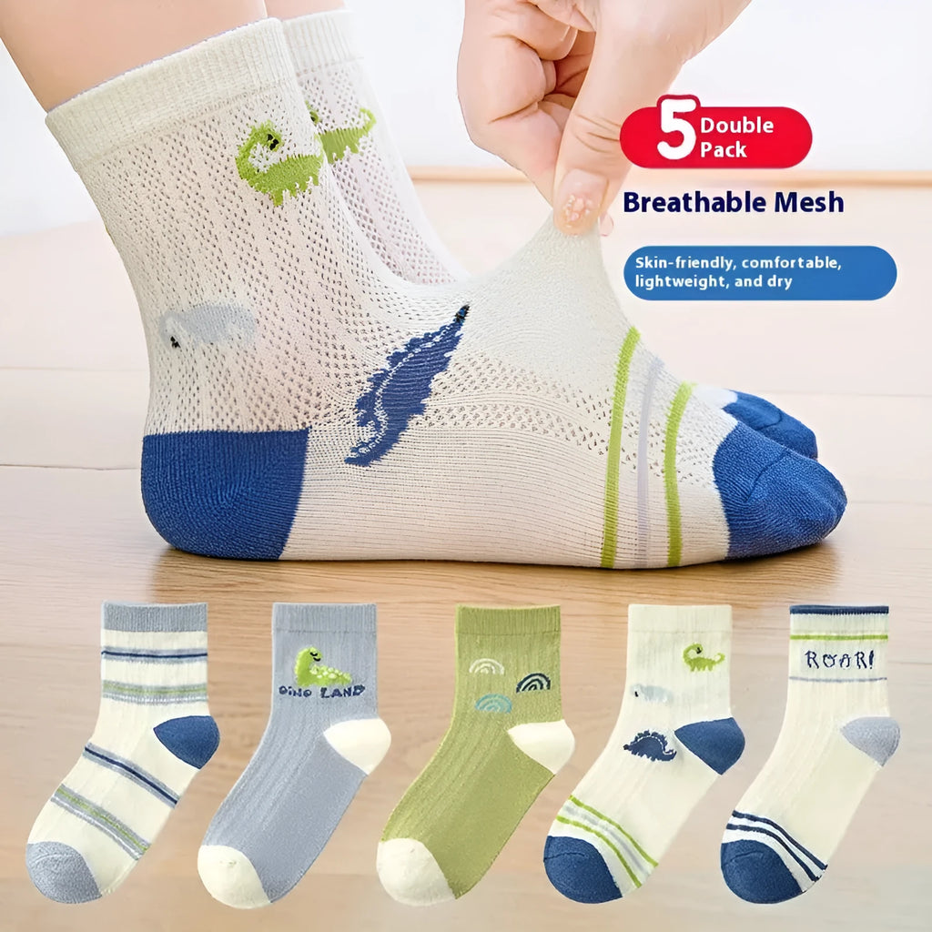 Children's thin breathable polyester tube socks in assorted colours for springsummer