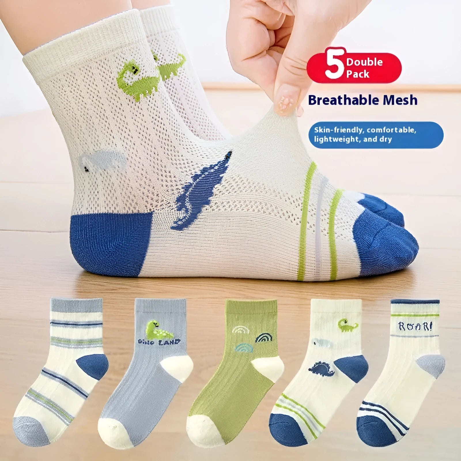Children's thin breathable polyester tube socks in assorted colours for springsummer