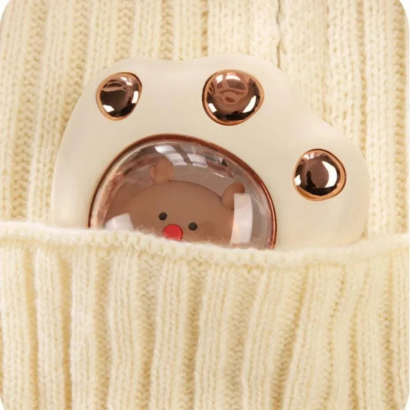 Mini electric hand warmer in cat paw shape, USB rechargeable, in white colour option, palm-sized