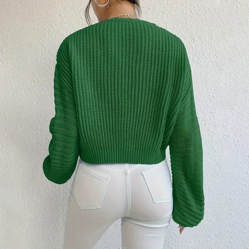 Women's long sleeve polyester pullover in solid colours: black, pink, green, sky blue, and dark red.