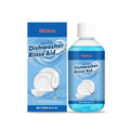 237mL bottle of dishwasher detergent cleaner for grease and stains on plates and kitchenware.
