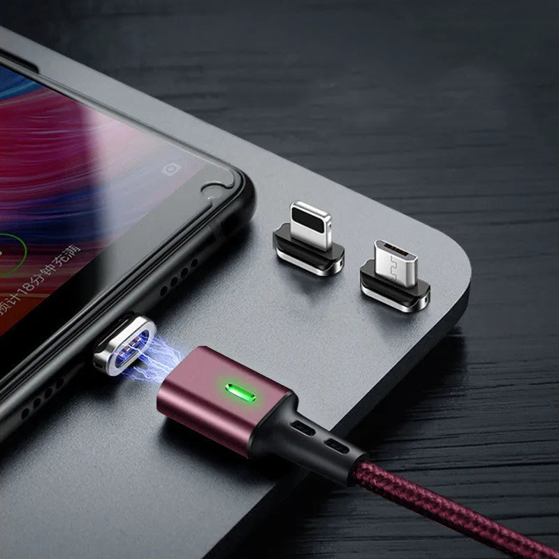Elough Estar 3-in-1 magnetic charging cable, 1m nylon braided, black blue red, Android Apple Type-C