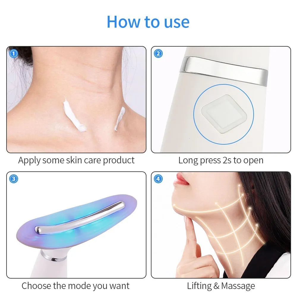 White double chin neck wrinkle remover device made from ABS plastic with microcurrent technology
