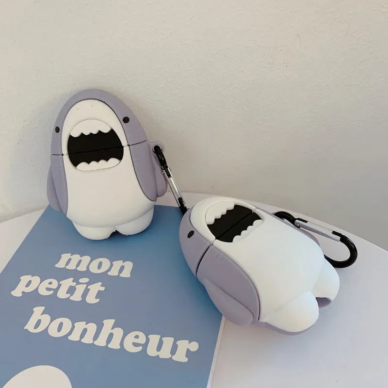 Silicone shark design cover for Apple AirPods 1 and 2 wireless earphones