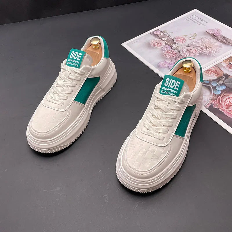 Men's and women's cloth sports casual shoes with rubber foam soles in white-green and white-black colour options
