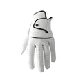 Men's white half sheepskin golf gloves showing palm grip texture