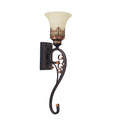 American wrought iron single head wall lamp with glass shade in matte black