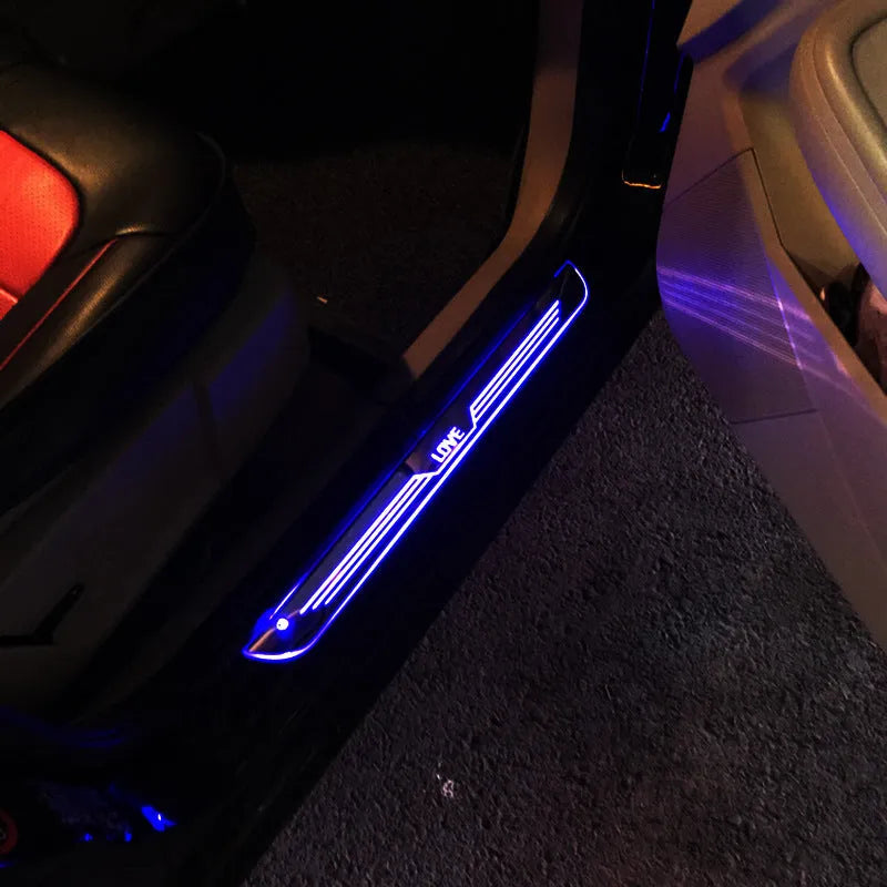 Plastic welcome threshold strip for car door sill refitting with custom size in mm