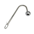 Silver metal stainless steel electric shock couple toy with three round bead sizes on a dark surface