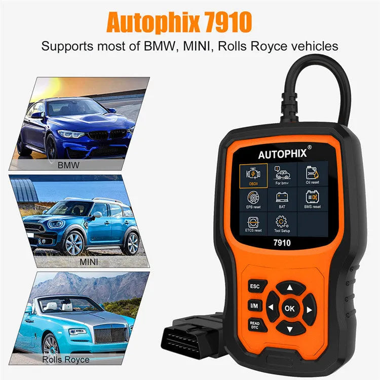 Autophix 7910 automotive diagnostic scan tool for BMW vehicles and universal OBD2 engine fault codes