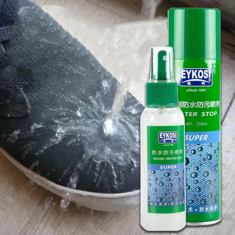 Blue waterproof spray shoe cleaner for leather suede nubuck and fibre shoes bags and clothing