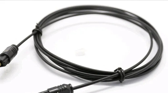 OD2.2 digital optical Toslink audio cable with black PVC sheath and clear connectors.