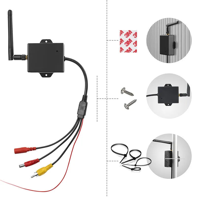 Wireless WiFi reversing camera AV to WiFi module for car rear view, 2400-2483MHz, 100m range, 30fps H.264