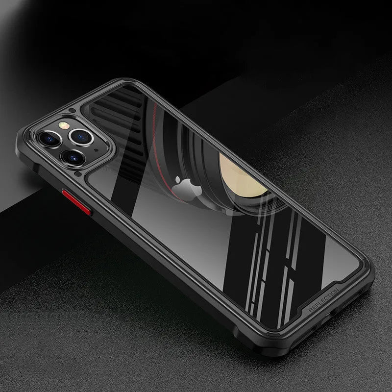 Clear silicone mobile phone case for iPhone 11 showing transparent design with phone visible underneath