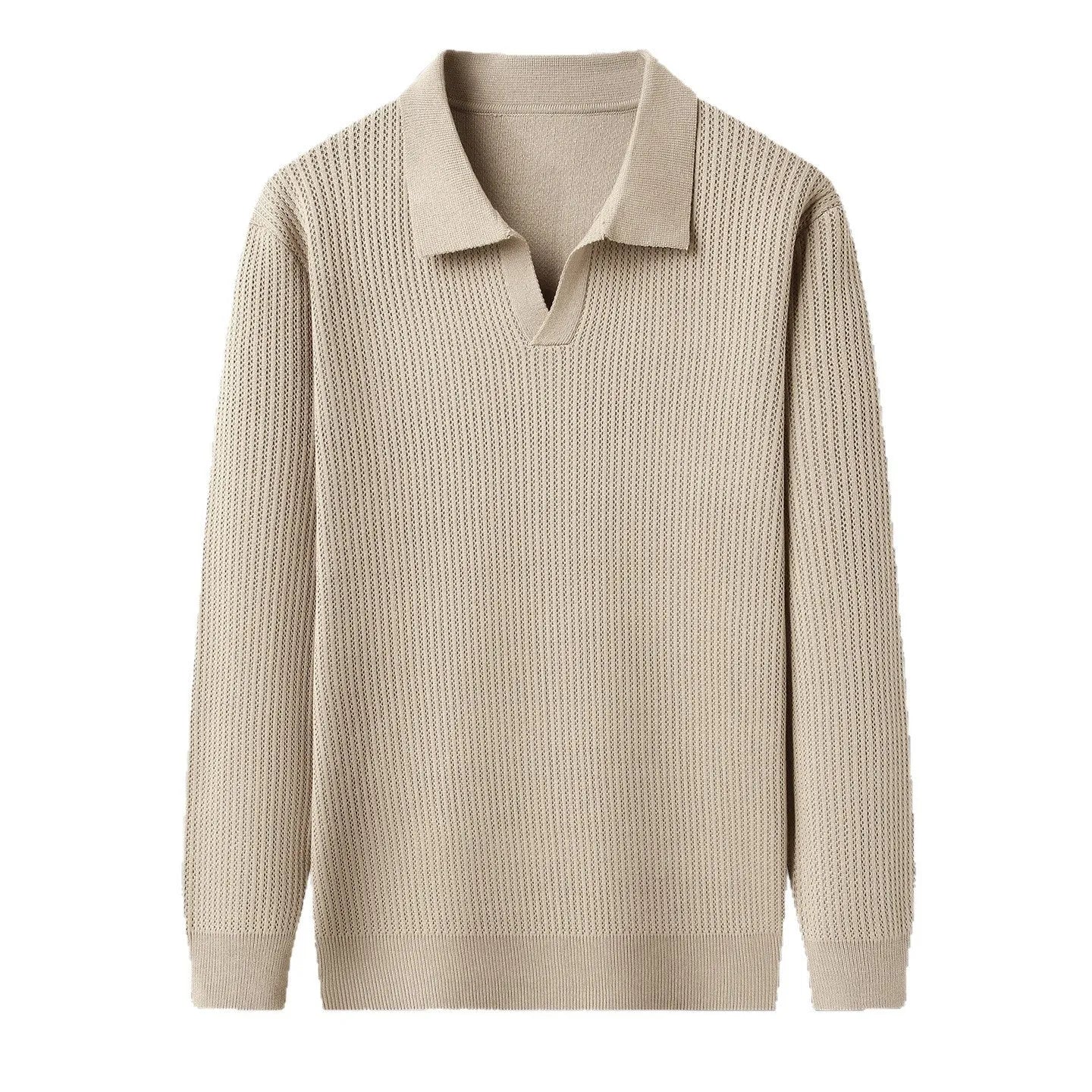 Man wearing a loose fit green casual pullover sweater, autumn casual style