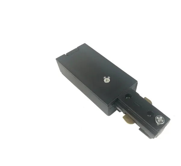 Three-wire LED track spotlight in black finish, 180x180mm, with PC and copper construction on a ceiling track