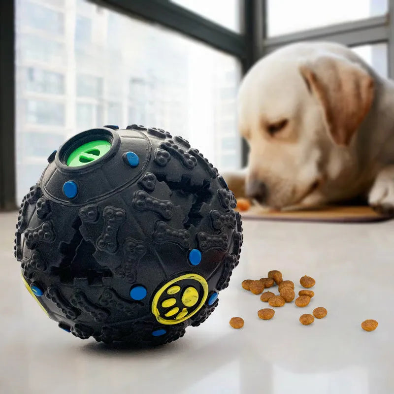 Interactive wiggly giggle dog toy – bite resistant TPU ball with meteorite bumps, available in 3 sizes (75mm, 90mm, 120mm)