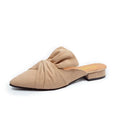 Suede pointed slippers with bow, low square heel 1-3CM, black and beige, sizes 35-39