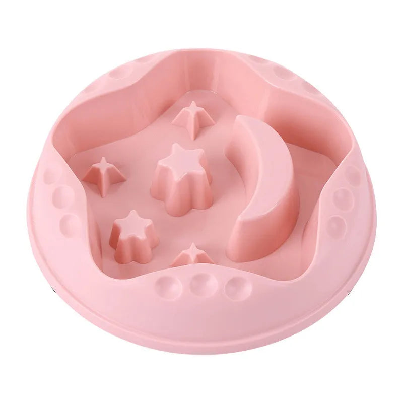 Moon star wings pet slow feeding bowl in blue colour with large capacity design