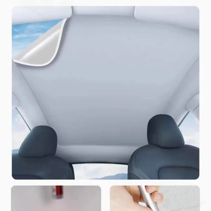 Silicone vehicle sunshade with plaid pattern and electrostatic adsorption system