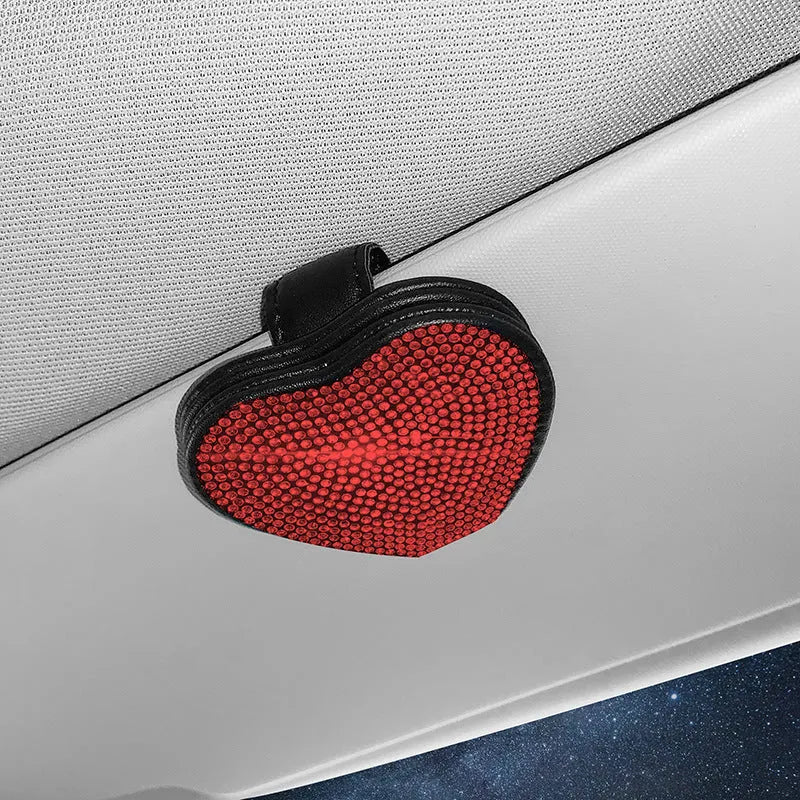 PU leather magnetic car sun visor clip for glasses and ticket storage in multiple colours