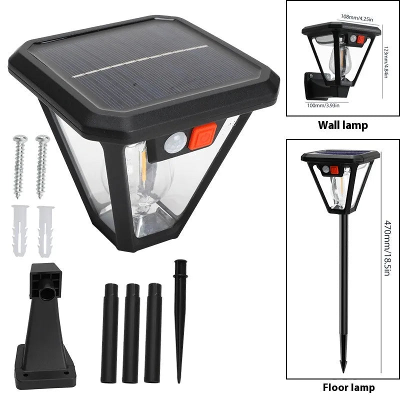 Solar wall lamp for outdoor garden and courtyard, 108 x 460 mm, induction function and waterproof protection