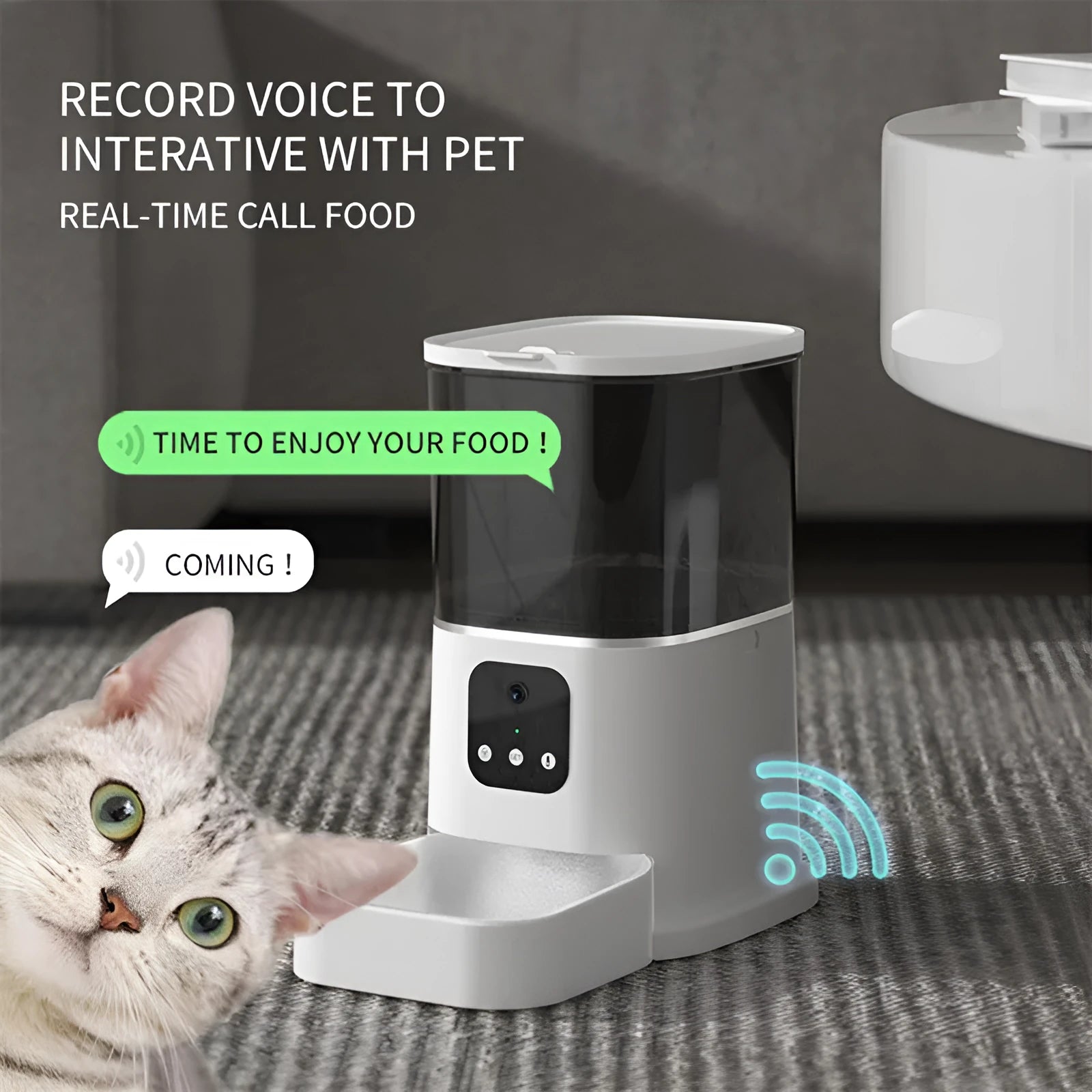 Pet automatic feeder 6L large capacity smart voice recorder app control timer feeding cat dog food dispenser white colour